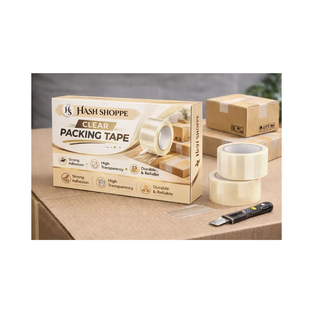 Hash Shoppe Durable Self-Adhesive BOPP Packaging Clear Tape (3 Inch * 110 Mtrs) - Pack of 2