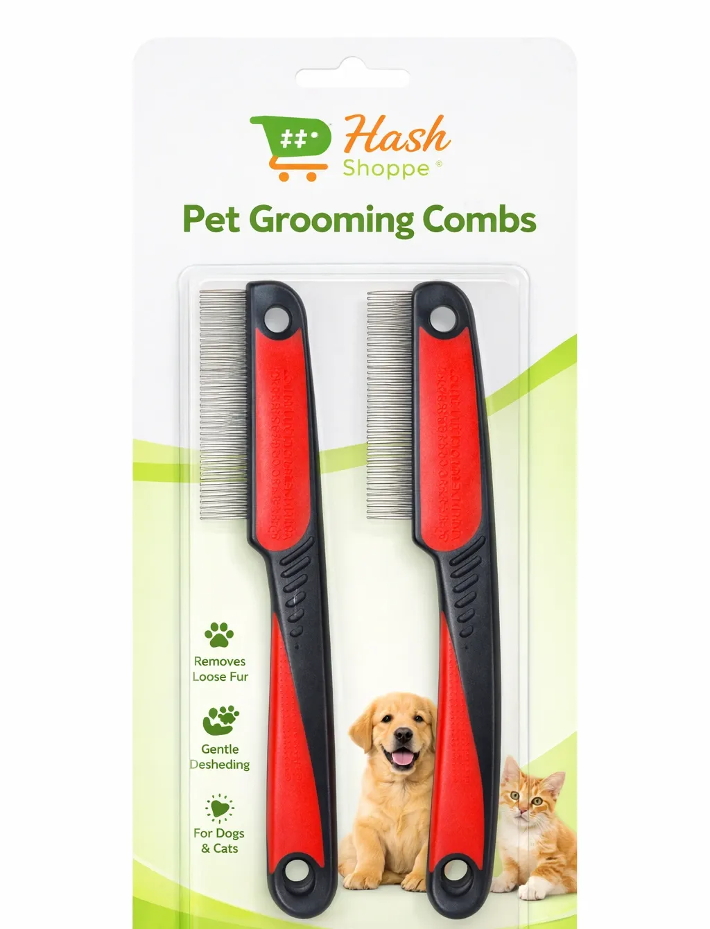 Pets Tick and Flea Remover Comb with Stainless Steel Teeth and Non-Slip Handle