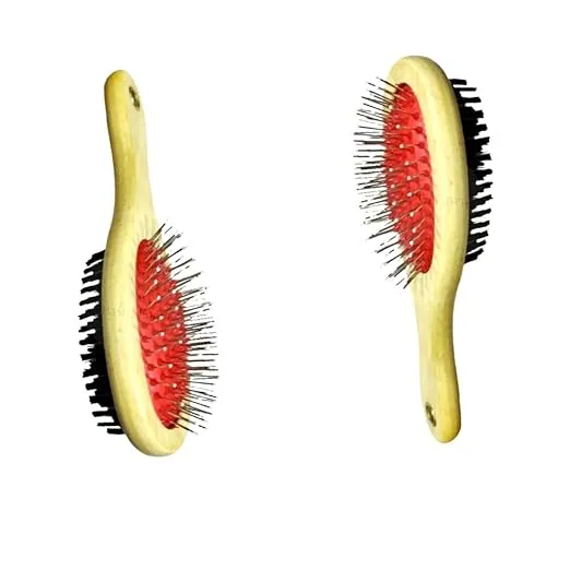 Double-Sided Wooden Comb for Long and Short Fur (Pack of 2)