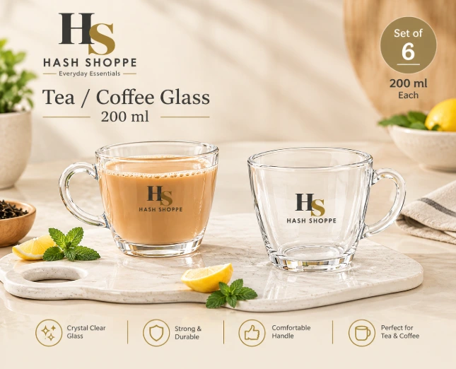 Hash Shoppe 200 ml Tea / Coffee Glass – Set of 6